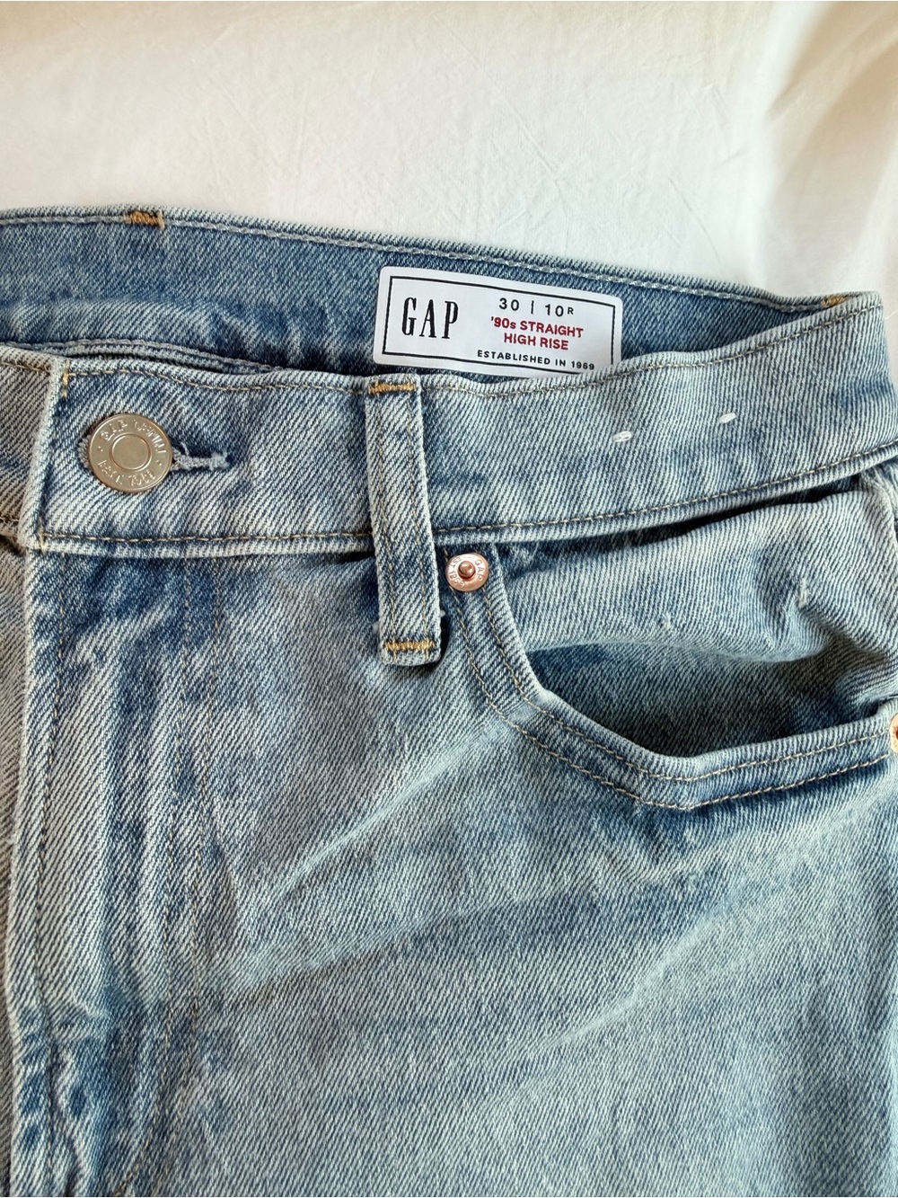Gap Women’s Light Wash 90’s High Rise Straight Leg Jeans - Picture 2 of 3